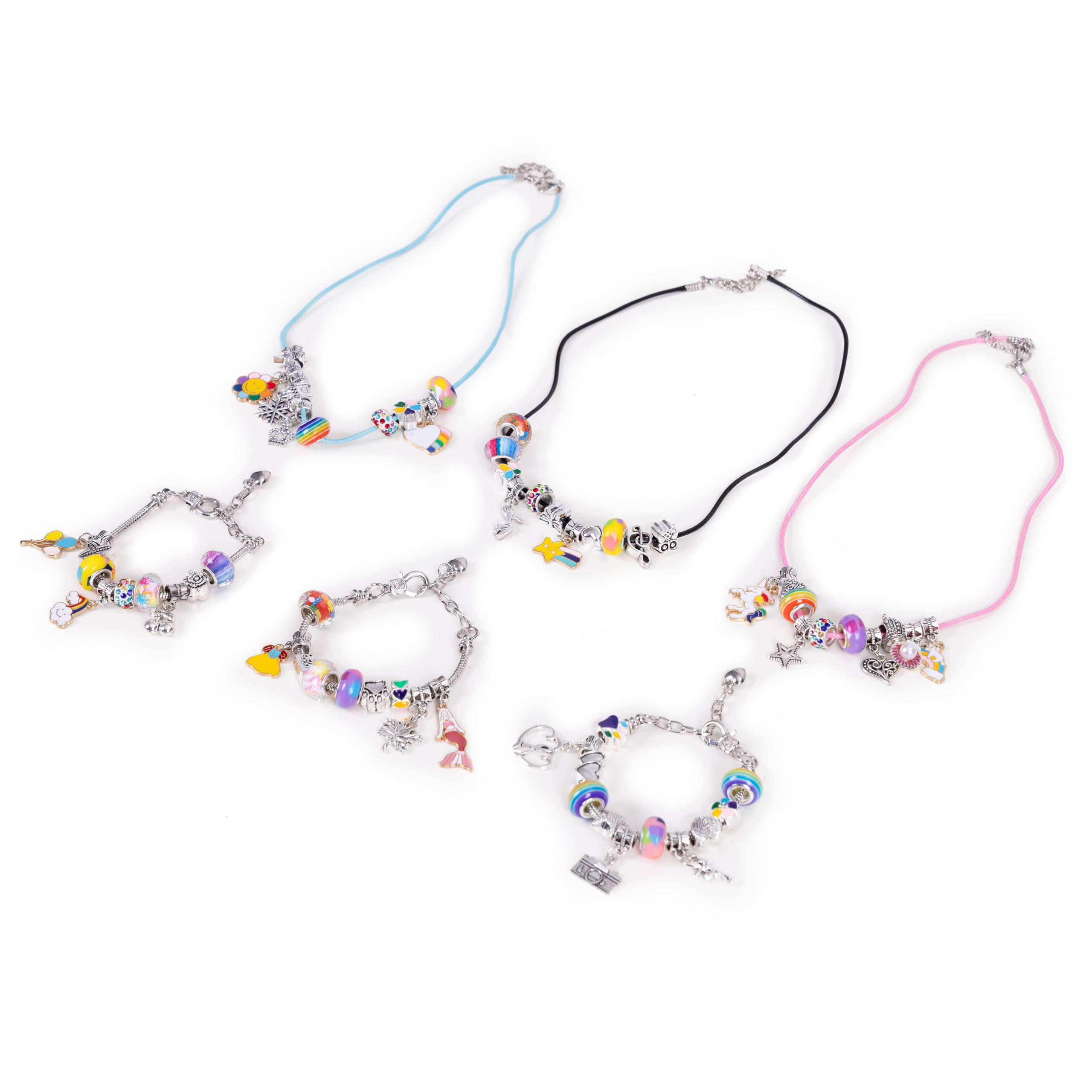 Zestaw do robienia bransoletek naszyjników charmsy koraliki 66 elementów + organizer i torba